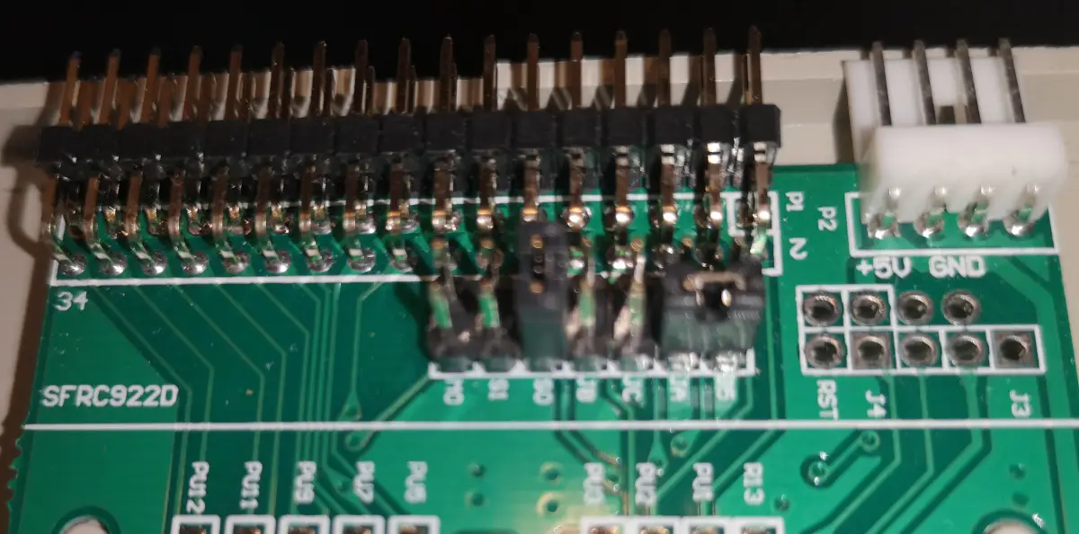 close up of jumper settings - Gotek Floppy Emulator PCB
